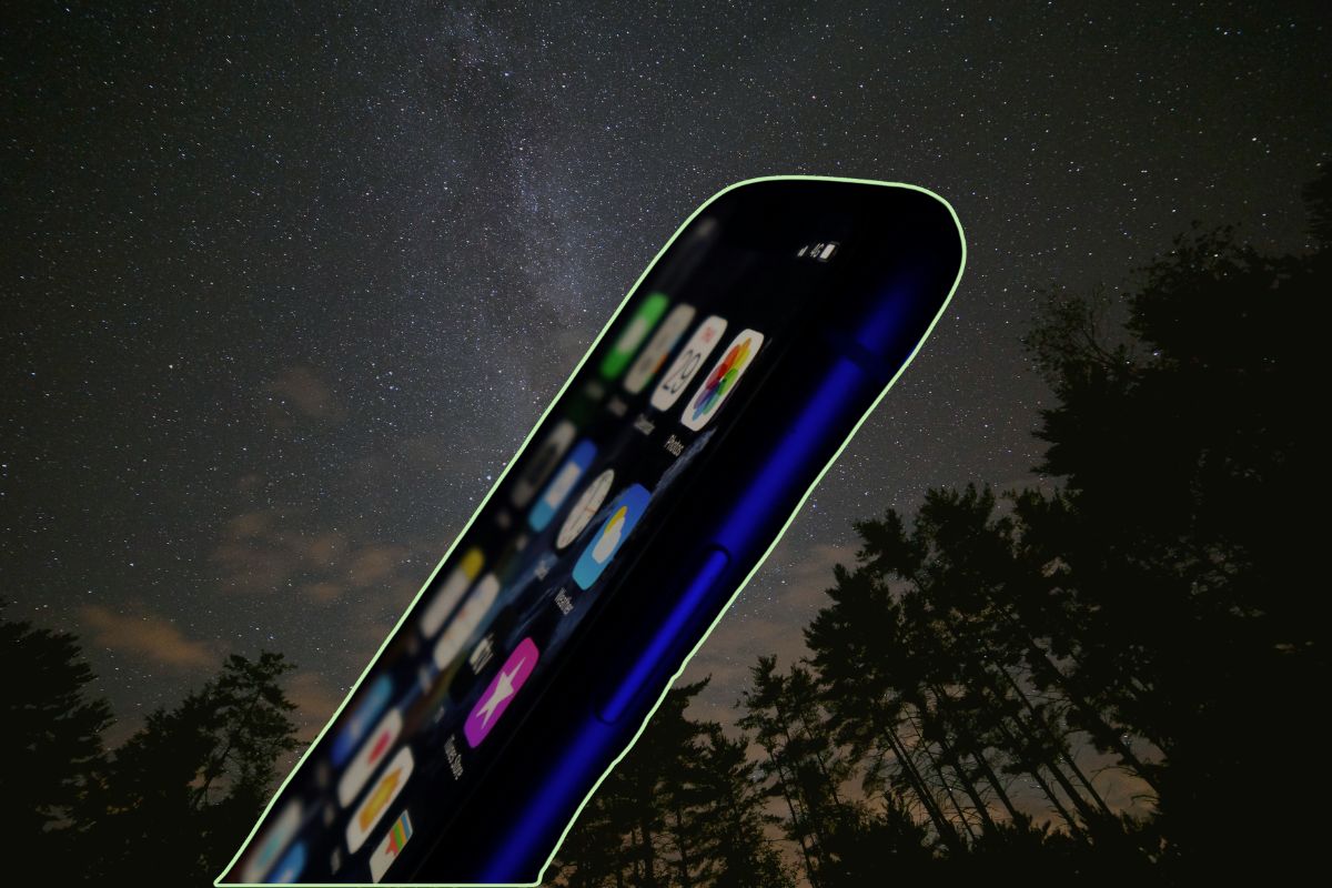 Cell phone emitting blue light