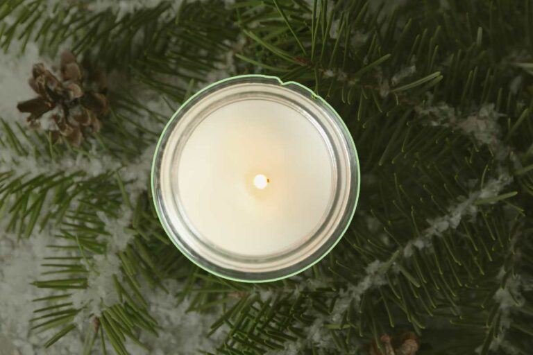 Seasonal scented candle burning
