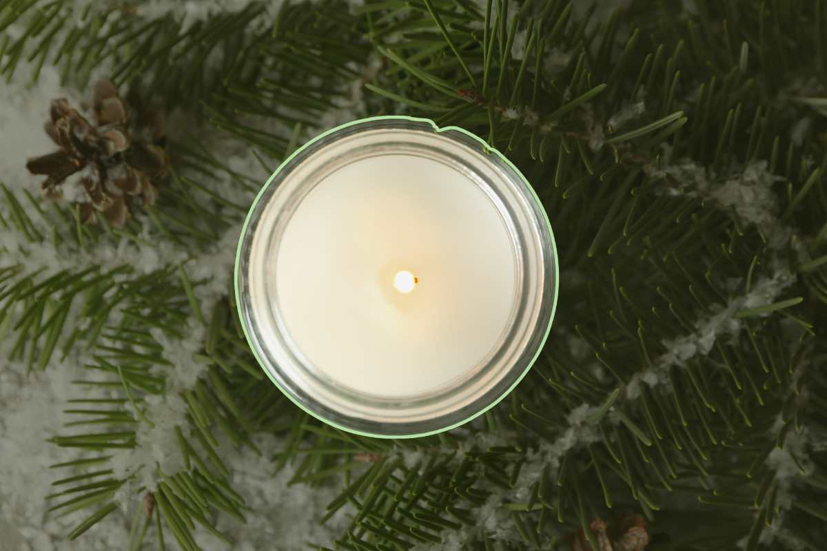 Seasonal scented candle burning