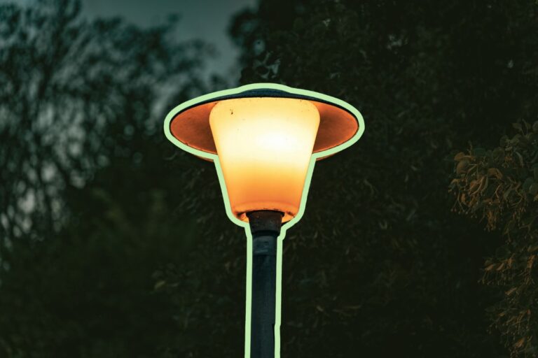 Street light shining in the night